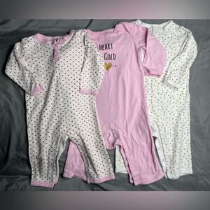 Baby Girl Heart Print Onesies Set